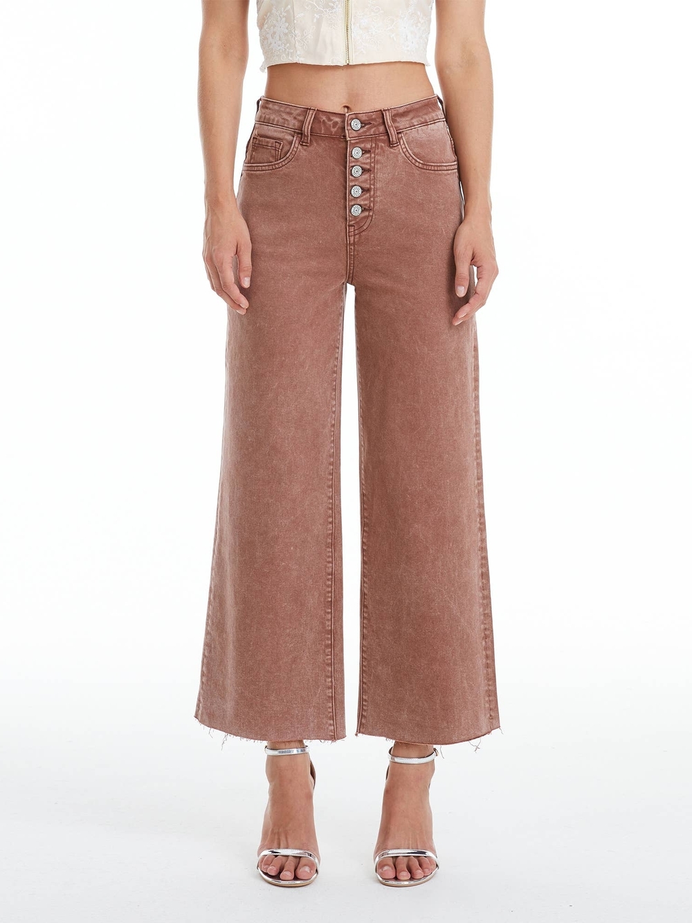 Bayeas High-Rise Wide-Leg Jeans Color Cappuccino